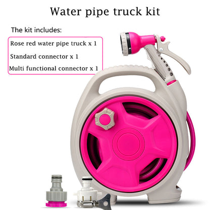 15m Portable Garden Hose Reel Set - 7-Pattern Multifunctional Spray Gun for Car Wash & Watering