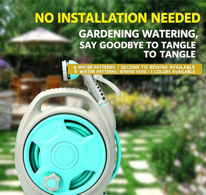 15m Portable Garden Hose Reel Set - 7-Pattern Multifunctional Spray Gun for Car Wash & Watering