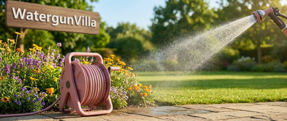 15m Portable Garden Hose Reel Set - 7-Pattern Multifunctional Spray Gun for Car Wash & Watering