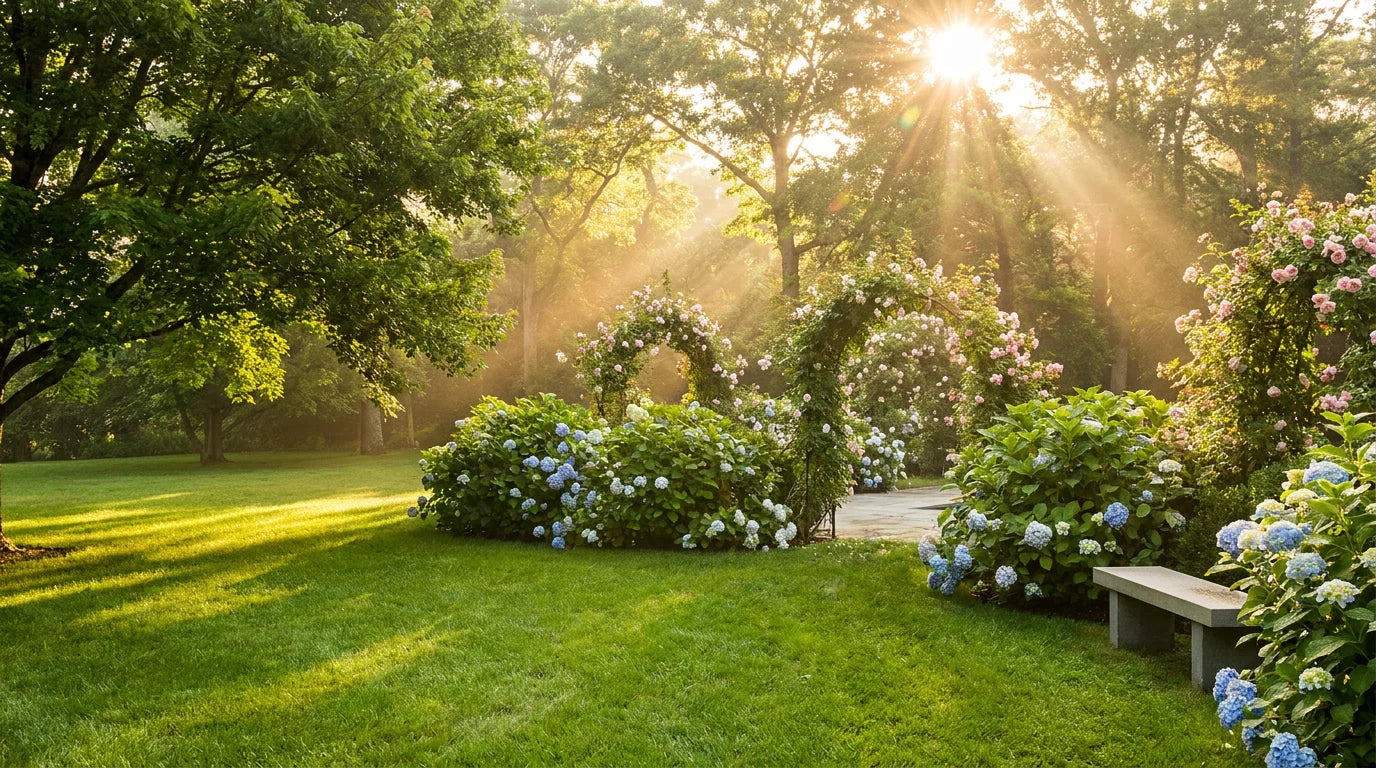 Outdoor Sun-drenched Garden Background