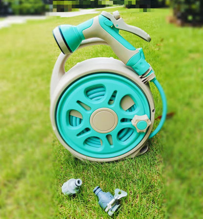 15m Portable Garden Hose Reel Set - 7-Pattern Multifunctional Spray Gun for Car Wash & Watering